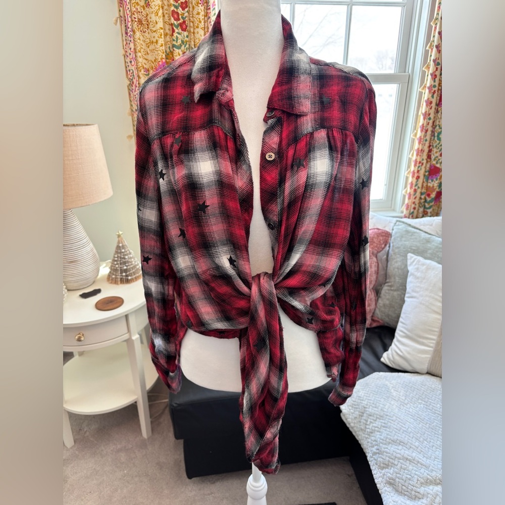 Vintage Havana Red and Black Plaid Button Down Shirt